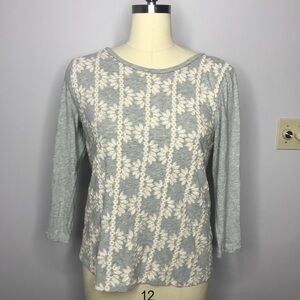 J Crew Knit Long Sleeve Lace Flower Top